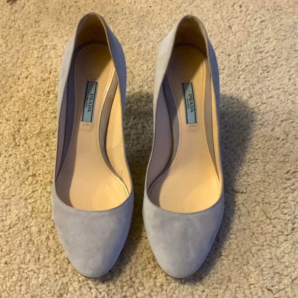 Prada Grey Suede Round Heels 38 or 8